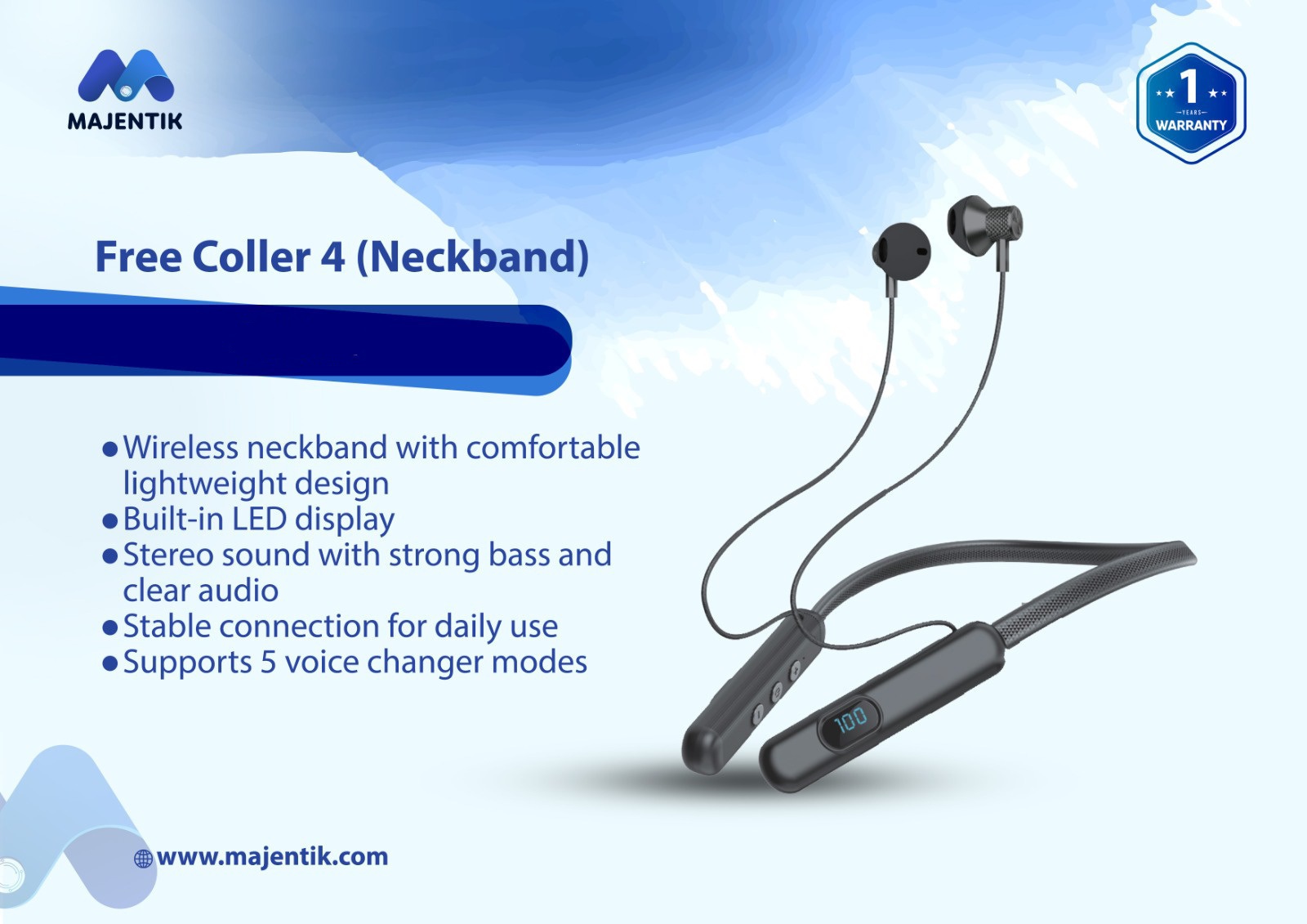 طوق رقبة لاسلكي بتصميم مريح وخفيف الوزن