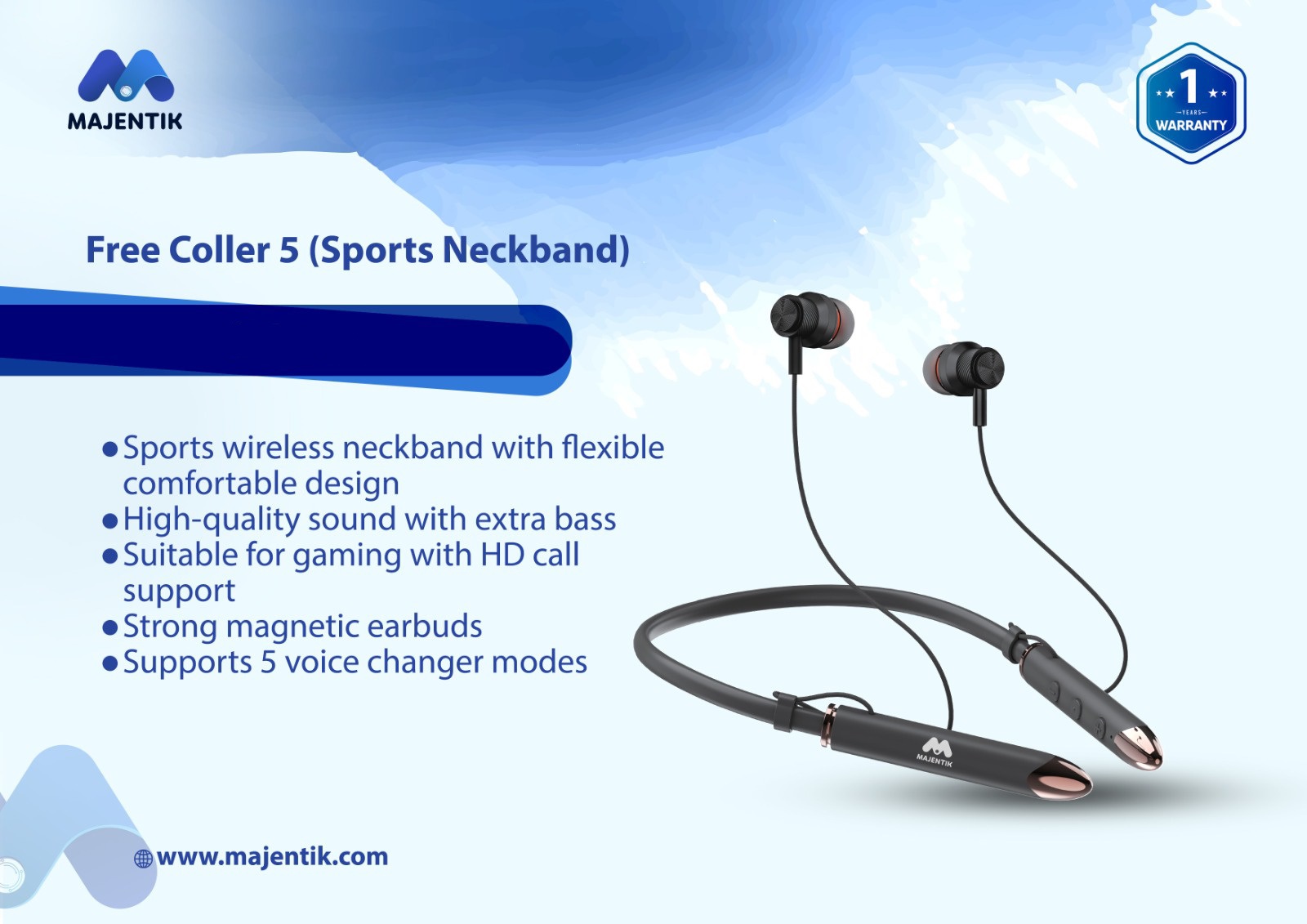 طوق رقبة رياضي لاسلكي بتصميم مرن ومريح